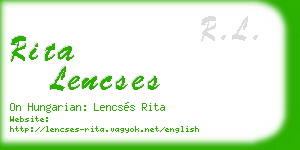 rita lencses business card